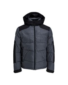 Jack & Jones Otis puffer hood  heren asphalt blocking