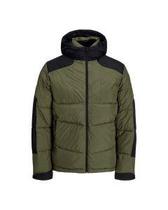 Jack & Jones Otis puffer hood  heren olive blocking