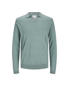 Jack & Jones Cigor linen split neck trui heren lily pad