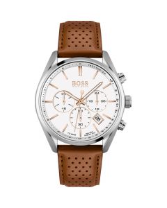 Hugo Boss Champion heren horloge zilver/cognac