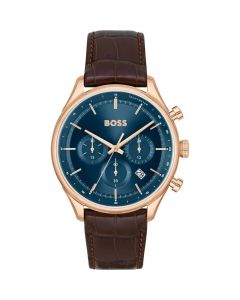 Hugo Boss Gregor heren horloge roségoud/blauw