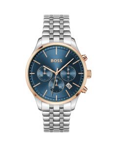 Hugo Boss Avery heren horloge zilver/roségoud