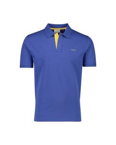 Gant piqué polo Rugger contrast heren rich blue