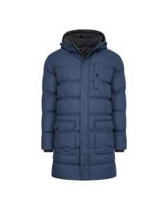 Cappuccino Italia lange winterjas met capuchon heren navy blauw