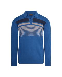 Cappuccino Italia lange mouw knit polo heren royal blauw