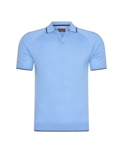 Cappuccino Italia tipped tricot polo heren sky blue