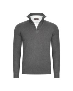 Cappuccino Italia Mock Zip Pullover Antraciet