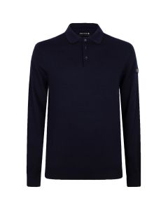 Presly & Sun Brad long sleeve knitted polo heren navy