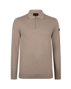 Presly & Sun Brad long sleeve knitted polo heren taupe