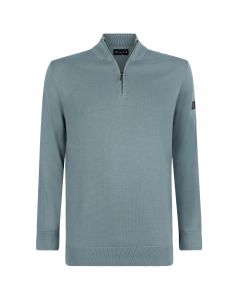 Presly & Sun Lewis zip knitted pullover heren blue grey