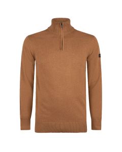 Presly & Sun Lewis zip knitted pullover heren camel