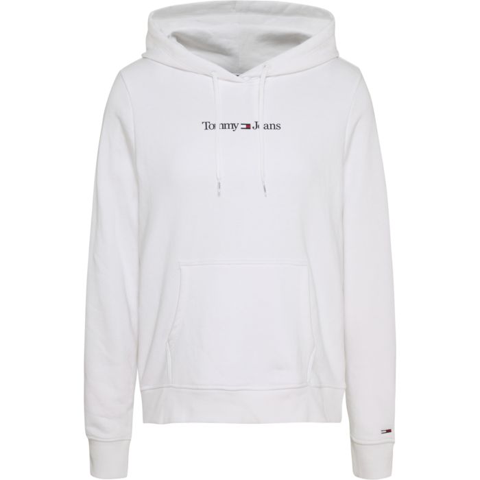 Tommy Jeans reg Serif Linear hoodie dames wit