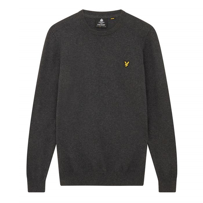 Lyle Scott Merino pullover heren charcoal marl